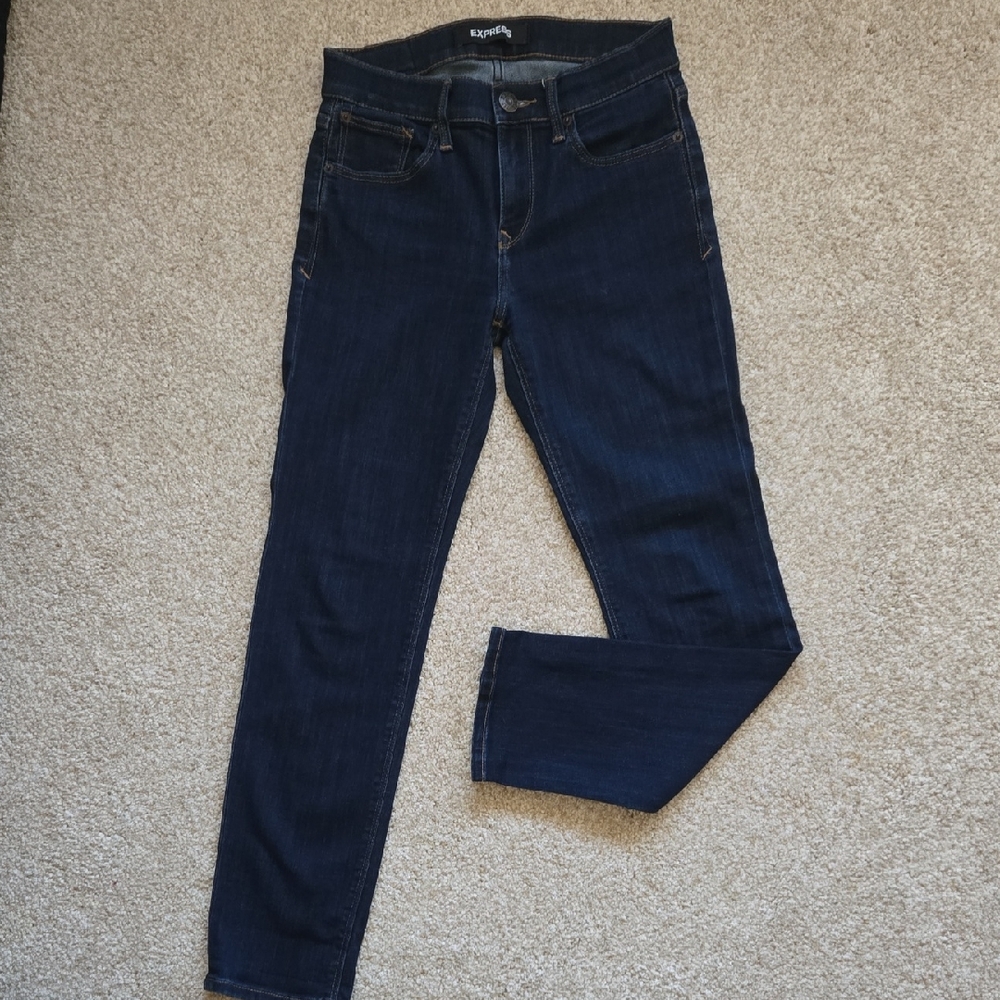 Express Mid-Rise Women's Deep Indigo Skinny Jeans